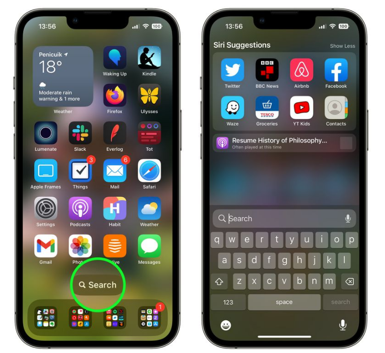 荔波苹果手机维修分享升级到 iOS 16 后，如何删除主屏幕上的搜索按钮 